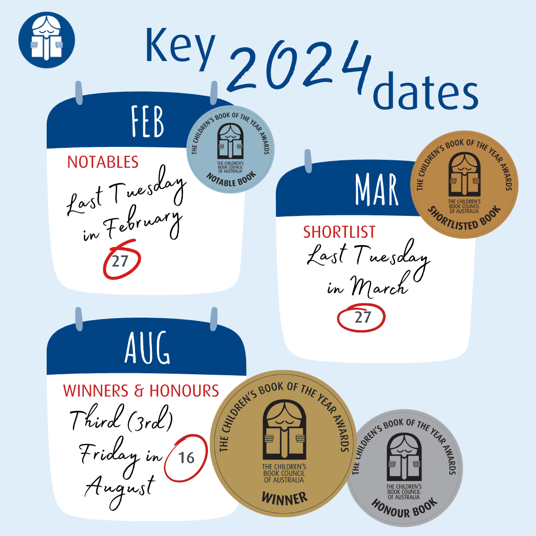 3 calendar graphics of February, March and August have a single day circled and an award stamp set to the side, text reads Key 2024 dates