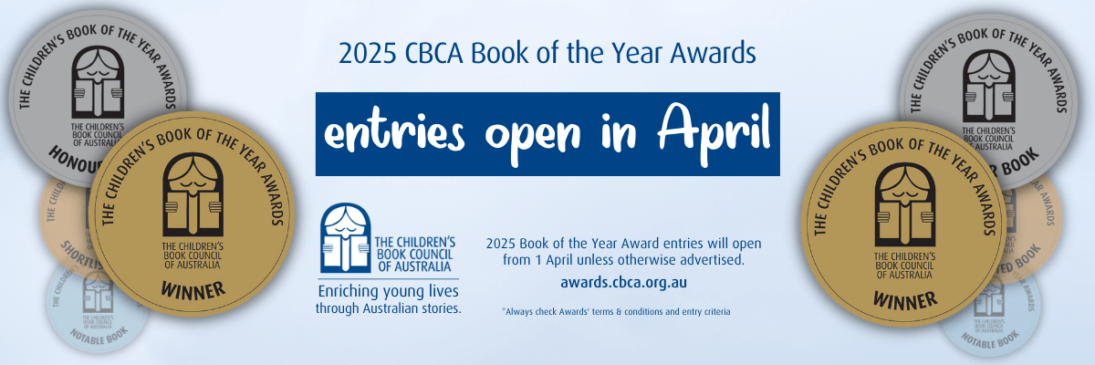 text graphic that says 2024 Book of the Year Awards entries open in April.