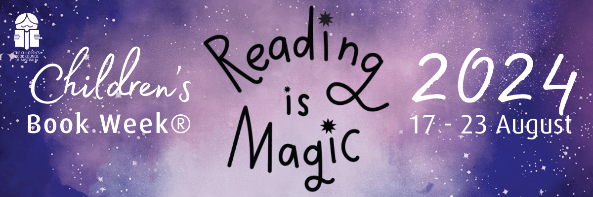 text graphic that reads Reading is Magic