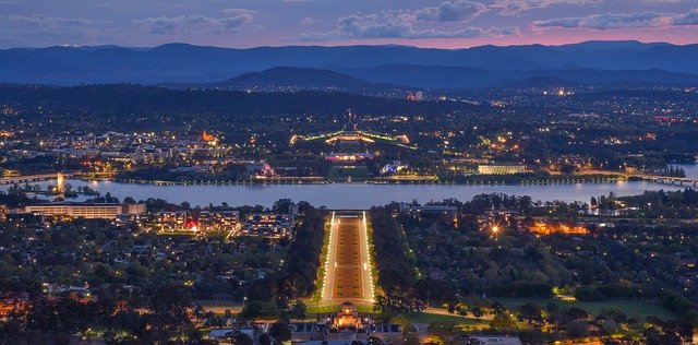 photo of Canberra skyline at night