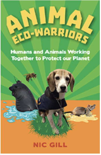 imageof the front cover of Animal Eco Warriors featuring a small dog sitting calmly